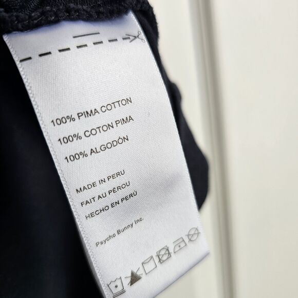 Psycho Bunny Mens Sacramento Bunny Patch Tee Black Size M-5 100% Pima Cotton - Picture 4 of 6